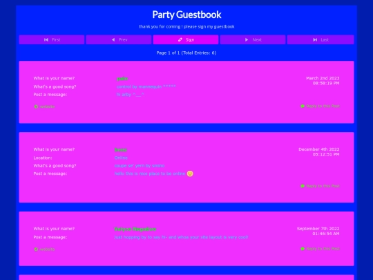 guestbook screenshot