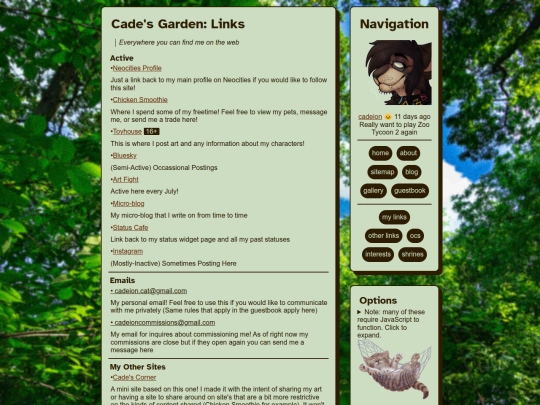 links screenshot