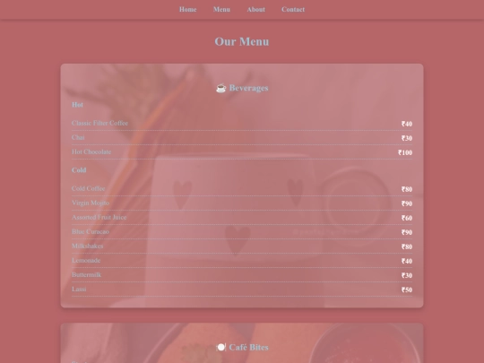 menu screenshot