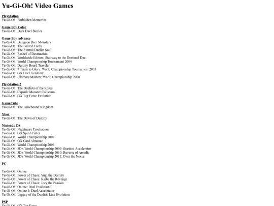 videogames/gameslist screenshot