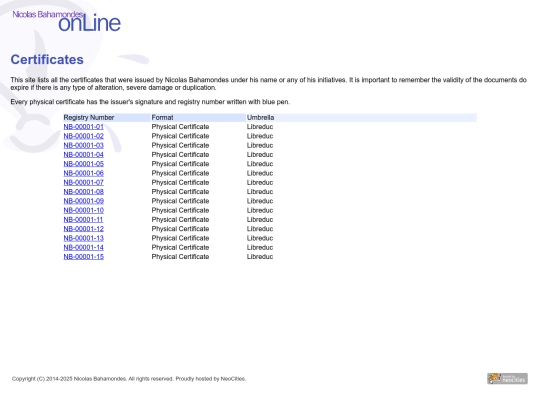 certificates screenshot