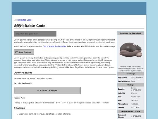 wikitable screenshot