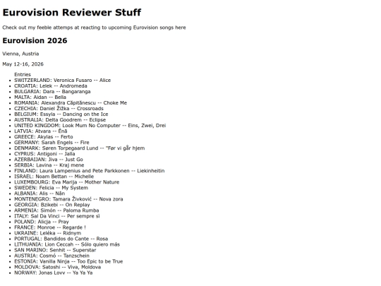 Eurovision/eurovisionreviewerstuff screenshot