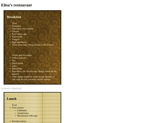 Menu screenshot