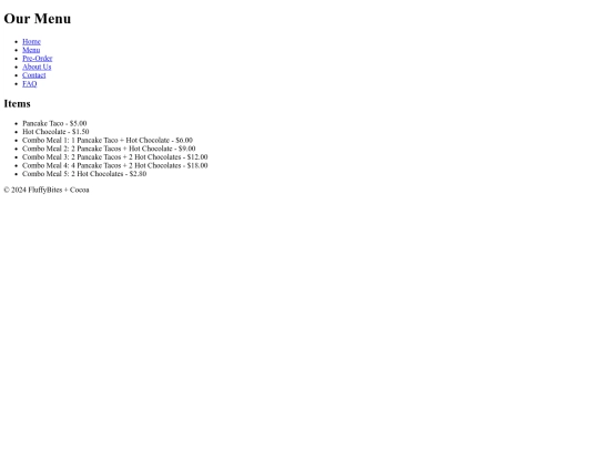 menu screenshot
