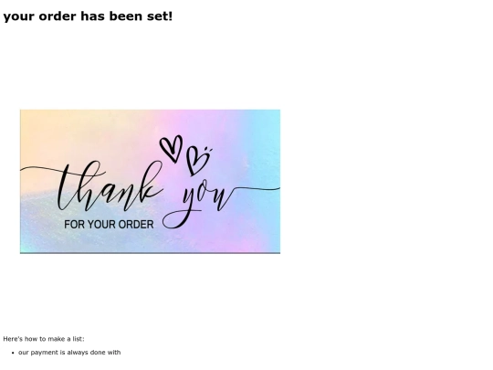 yourorderhasbeenset screenshot