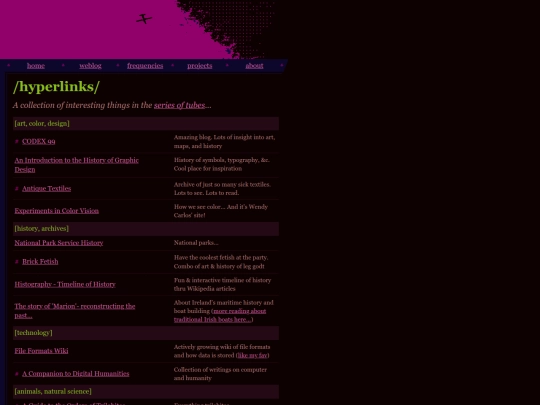 frequencies/hyperlinks screenshot