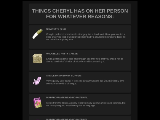 awfulhospital/inventorycheryl screenshot