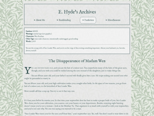 fic/madamwen screenshot