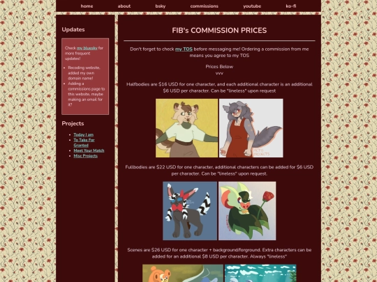 commissions/prices screenshot