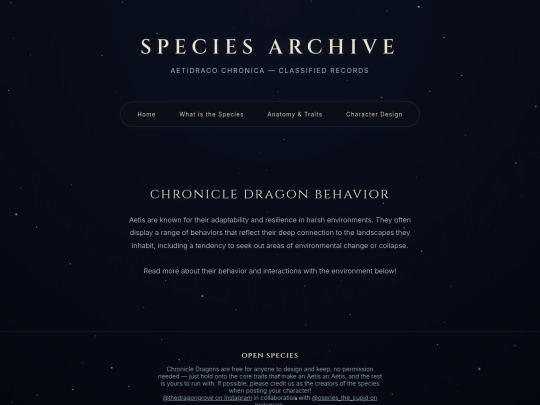 pages/species-info/behavior screenshot