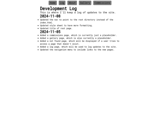 pages/log screenshot