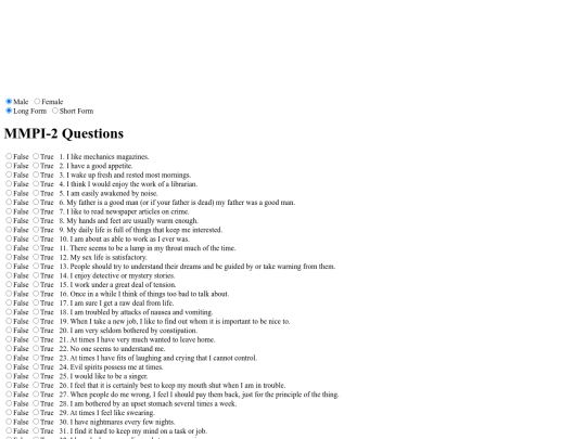 MMPI2 screenshot