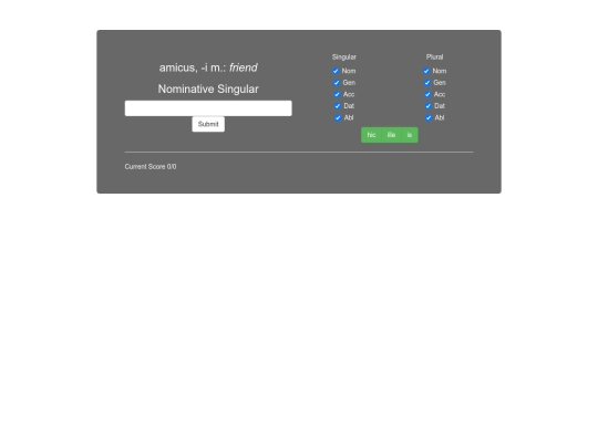 latin/drills/decline_pronouns screenshot