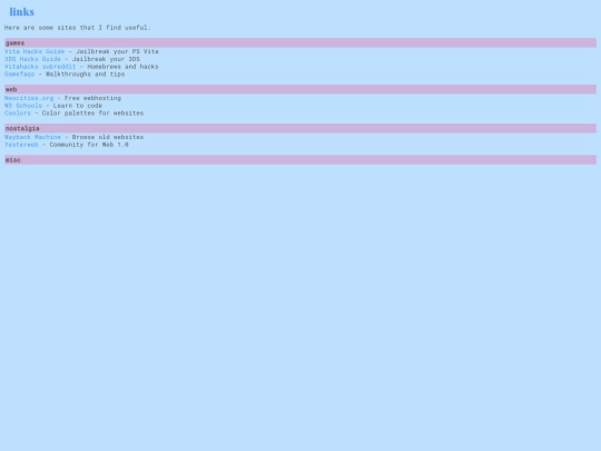 links screenshot