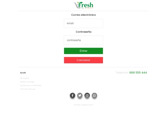 PracticaTienda/login screenshot