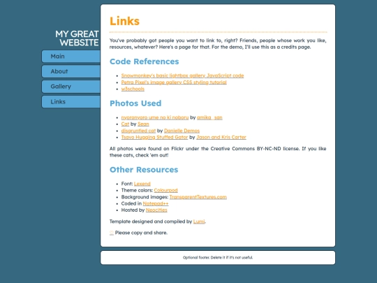 links screenshot