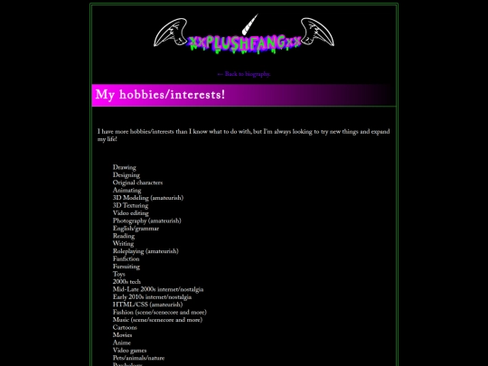 bio/interests screenshot