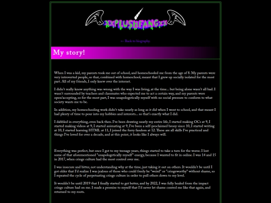 bio/story screenshot