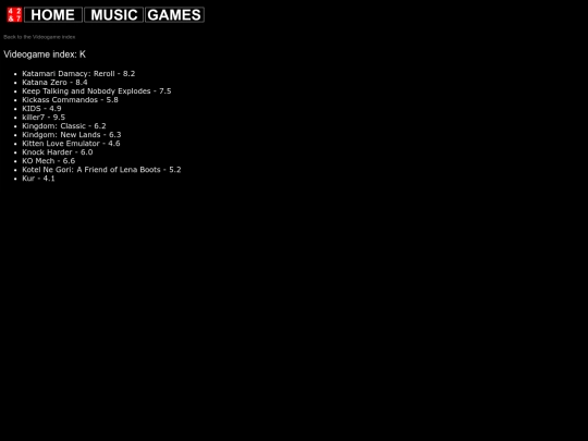 videogames/vgindex/vgindex_k screenshot