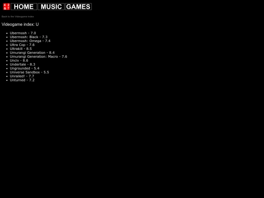 videogames/vgindex/vgindex_u screenshot