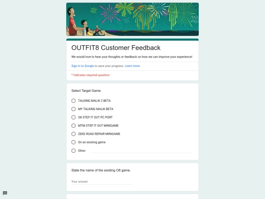 feedback screenshot