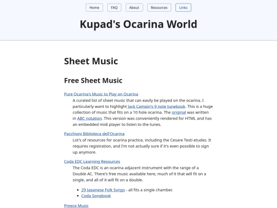 links screenshot