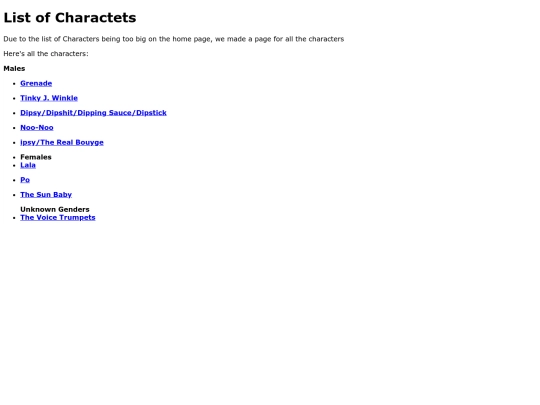 Listofcharacters screenshot