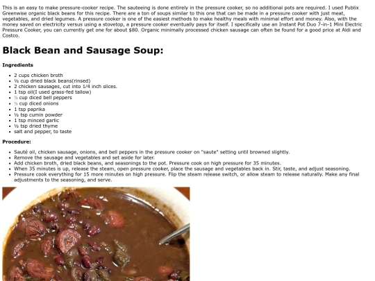 blackbeanandsausagesoup screenshot