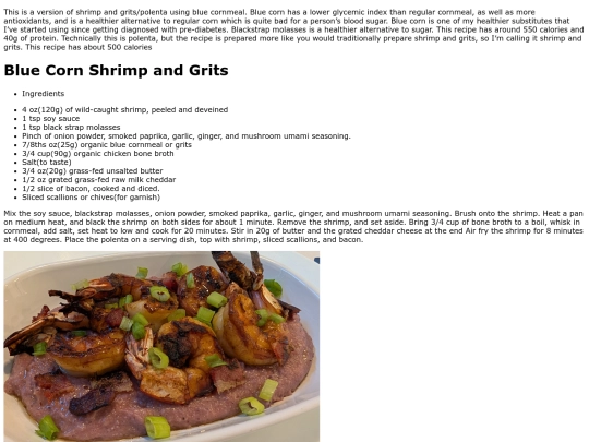 bluecornshrimpandgrits screenshot
