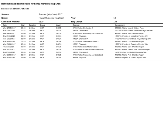 timetable screenshot