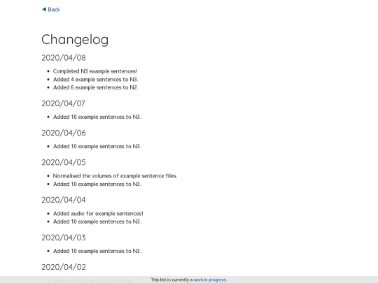 changelog screenshot
