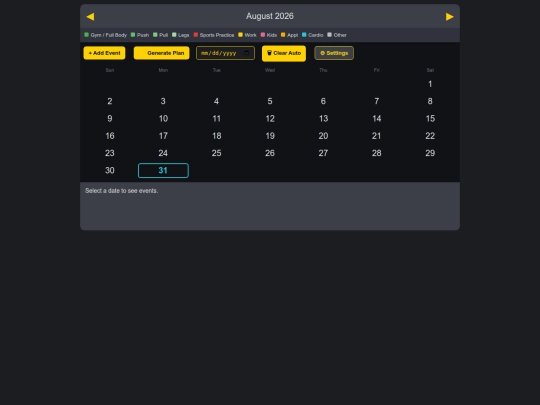 WorkoutCalendarbk screenshot