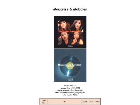 discography/memoriesmelodies screenshot
