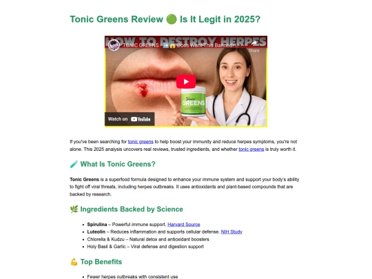 REVIEWS/tonic_greens_2025 screenshot