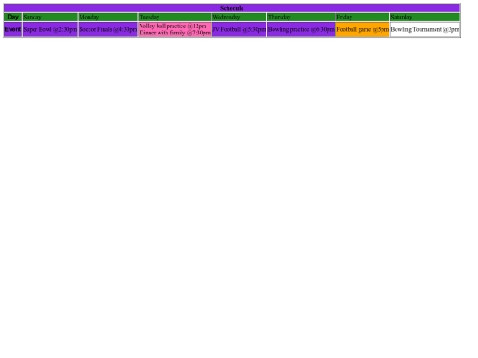 schedule screenshot