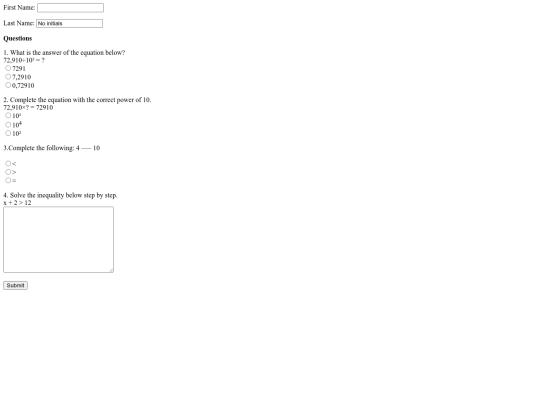 maths test assignment/mathstest screenshot