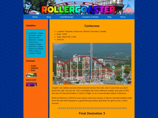 navbar pages/Coasters in Media/corkscrew screenshot