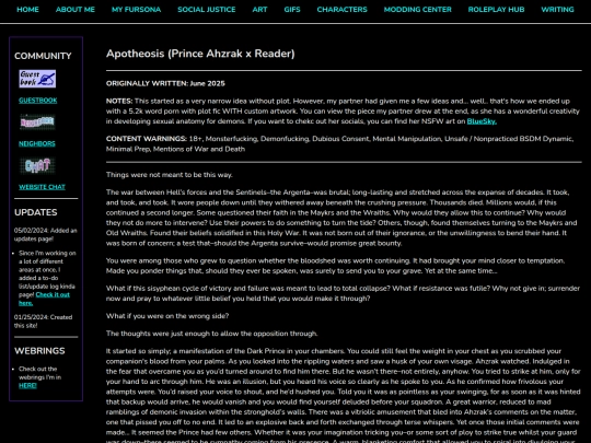 Creative/Writing/Fanfic/NSFW/Apotheosis screenshot
