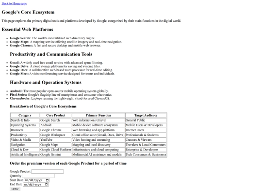 Google's Core Ecosystem screenshot