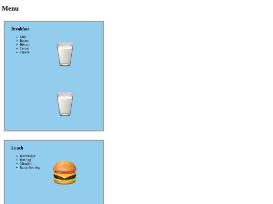 menu screenshot