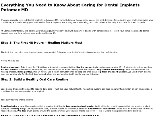 everythingyouneedtoknowaboutcaringfordentalimplantspotomacmd screenshot