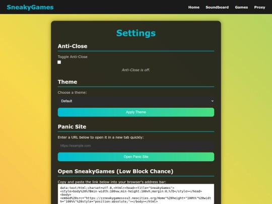 Settings screenshot