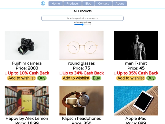 productscashback screenshot