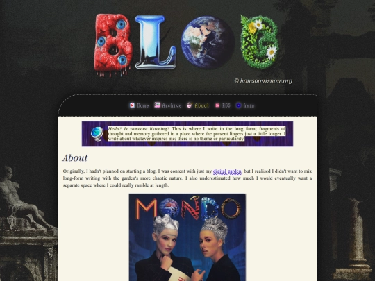 writings/blog/about screenshot