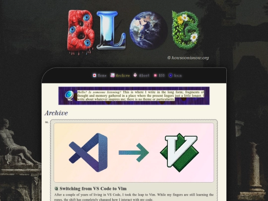 writings/blog/archive screenshot