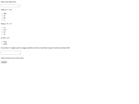 MathTest screenshot