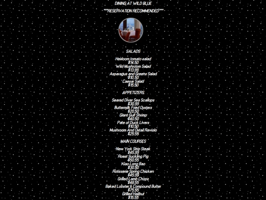 menus screenshot