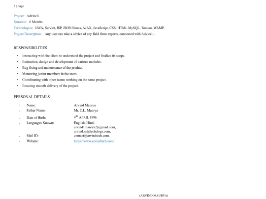 java_developer_arvind's_resume/3 screenshot