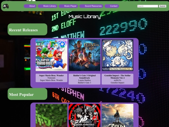 Website/MusicLibrary screenshot